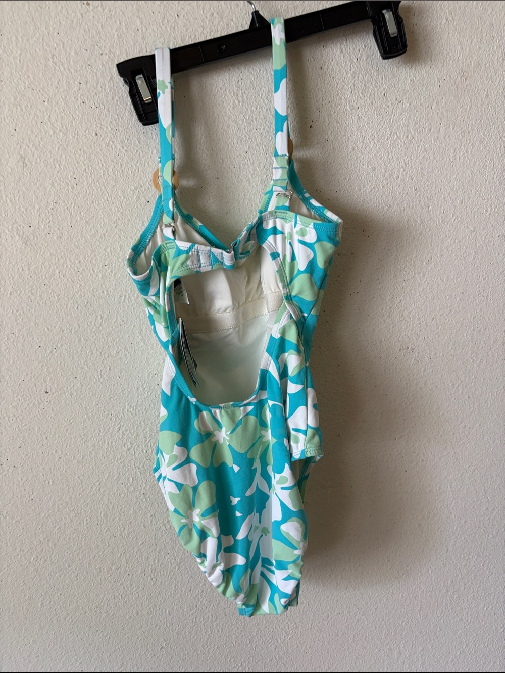 Jantzen Aqua and Light Green Floral One-Piece Swimsuit - Picture 6 of 10